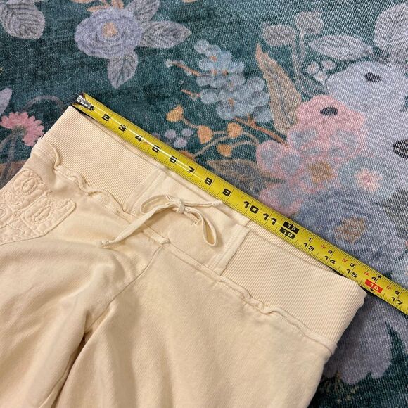 Golddigga Track Pants y2k Womens Large Cream Flare Leg Sweatpants Drawstring 90s - Picture 9 of 16